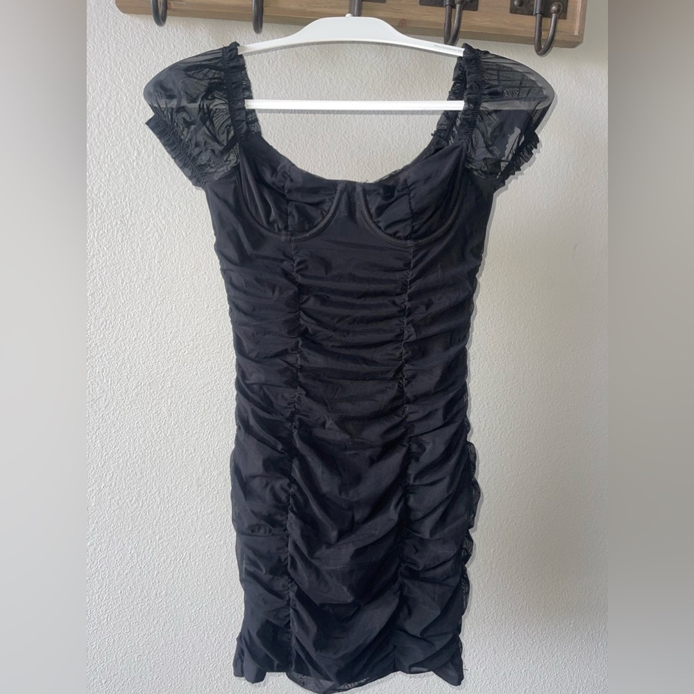 Rock N Rags Black Scrunched Mini Dress